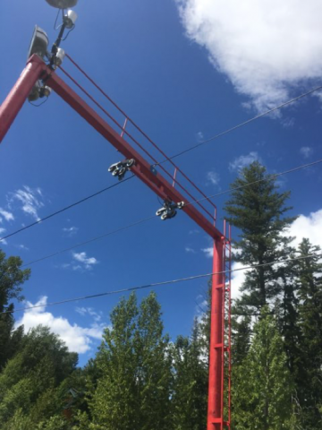 Haul rope deroped after being hit by dump truck Haul Rope Deroped